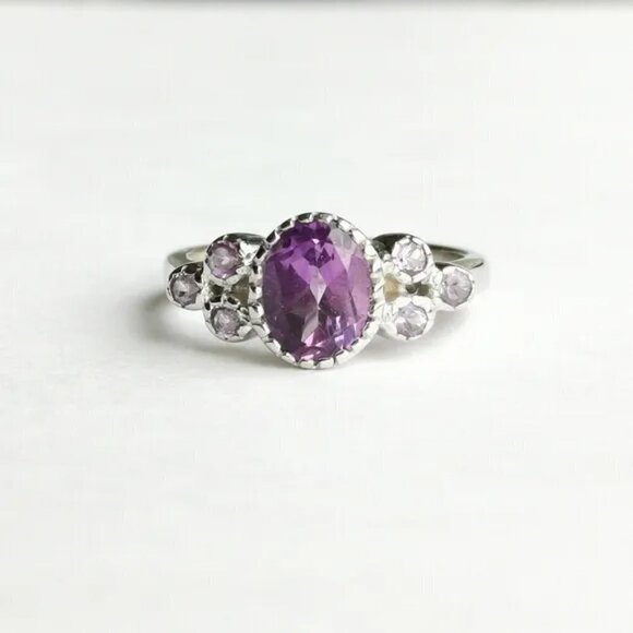 New Amethyst multi gemstone sterling silver ring size 7 - Picture 4 of 5